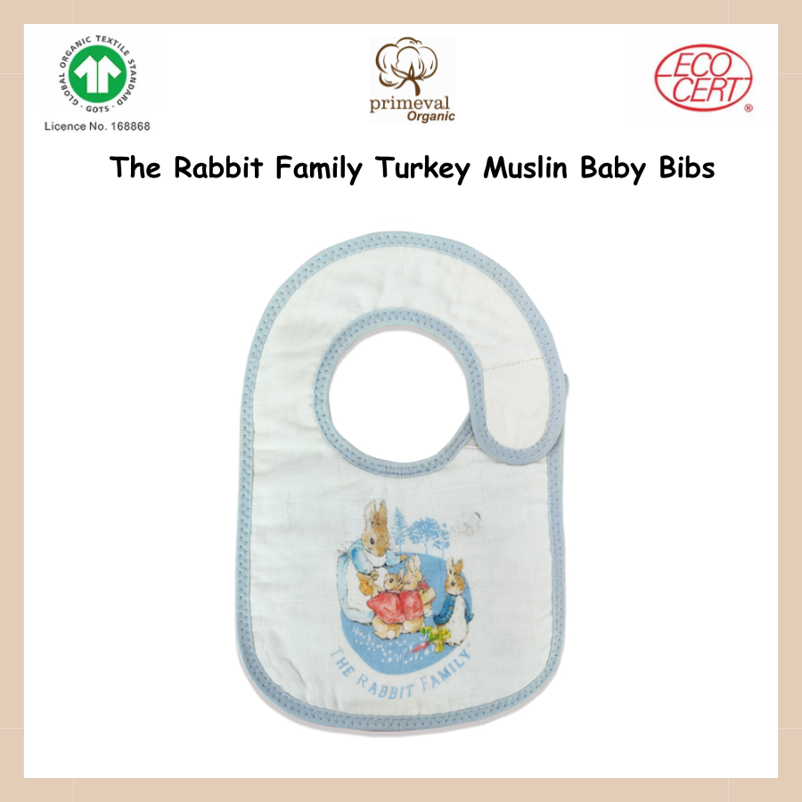 The Rabbit Family Turkey Muslin Baby Bib