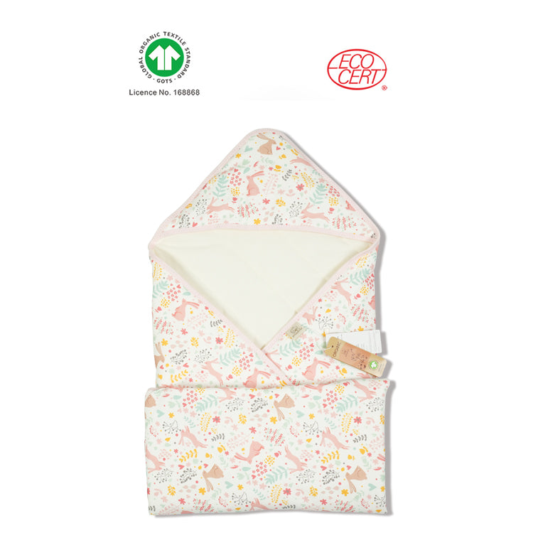 GOTS Organic Colour Rabbit Print Blanket (Winter)