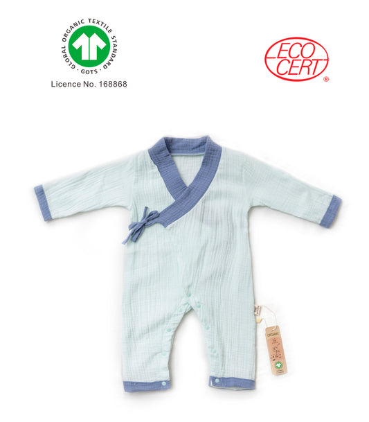 GOTS Certified Organic Doubled Muslin 2 in 1 Onesie (kimono/onesie)