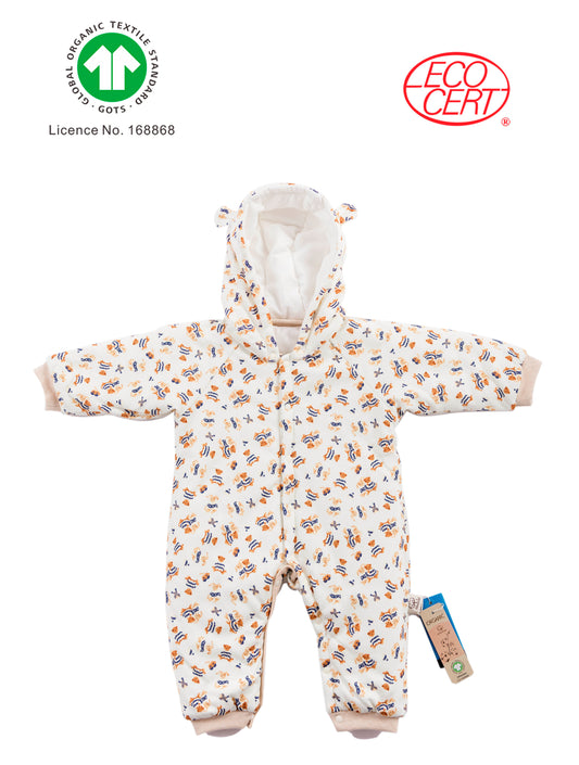 GOTS Certified Organic 2 in 1 Hooded Cotton-Padded Onesie (kimono/onesie)