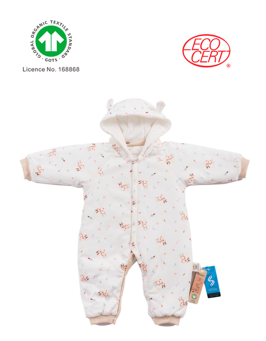 GOTS Certified Organic 2 in 1 Hooded Cotton-Padded Onesie (kimono/onesie)