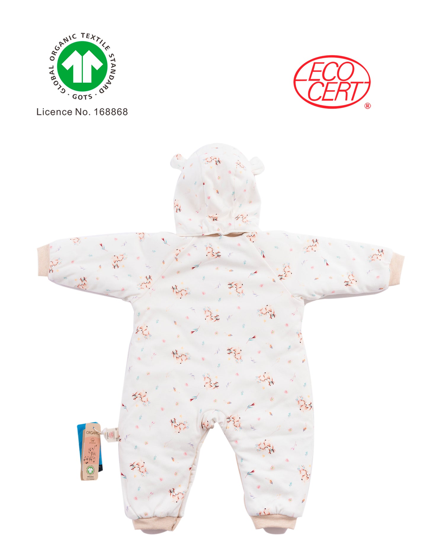 GOTS Certified Organic 2 in 1 Hooded Cotton-Padded Onesie (kimono/onesie)